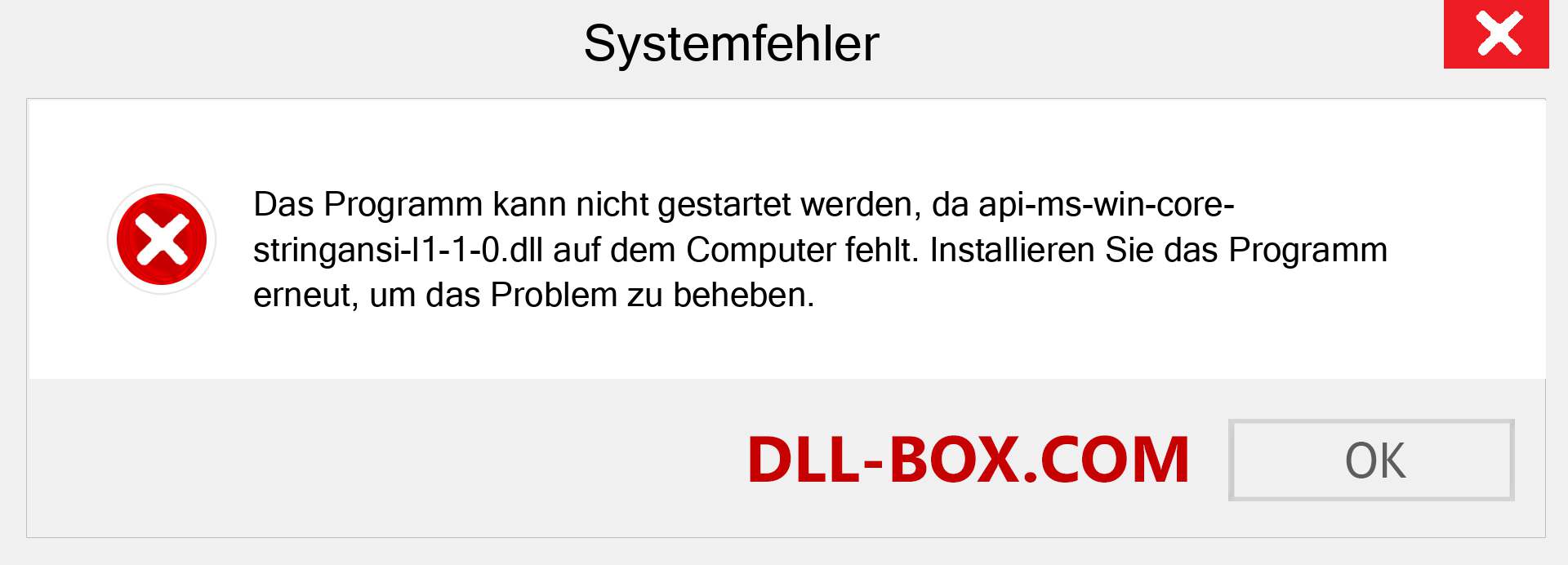 api-ms-win-core-stringansi-l1-1-0.dll-Datei fehlt?. Download für Windows 7, 8, 10 - Fix api-ms-win-core-stringansi-l1-1-0 dll Missing Error unter Windows, Fotos, Bildern
