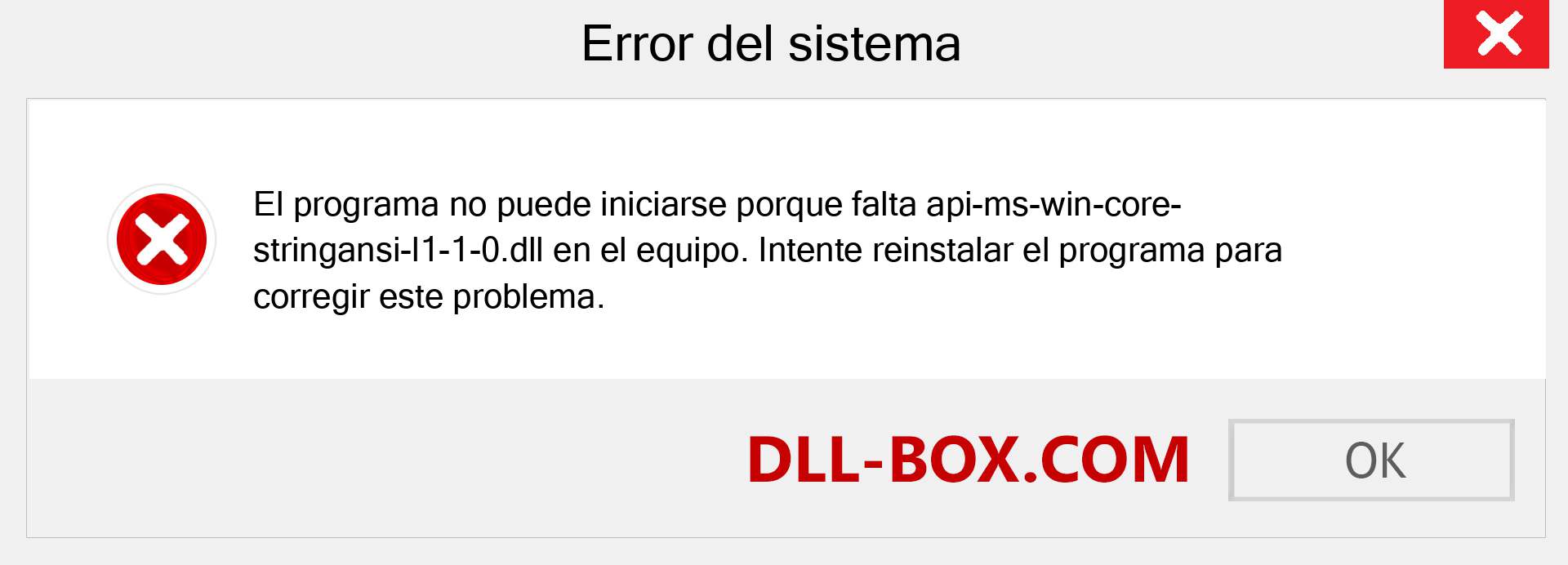 ¿Falta el archivo api-ms-win-core-stringansi-l1-1-0.dll ?. Descargar para Windows 7, 8, 10 - Corregir api-ms-win-core-stringansi-l1-1-0 dll Missing Error en Windows, fotos, imágenes