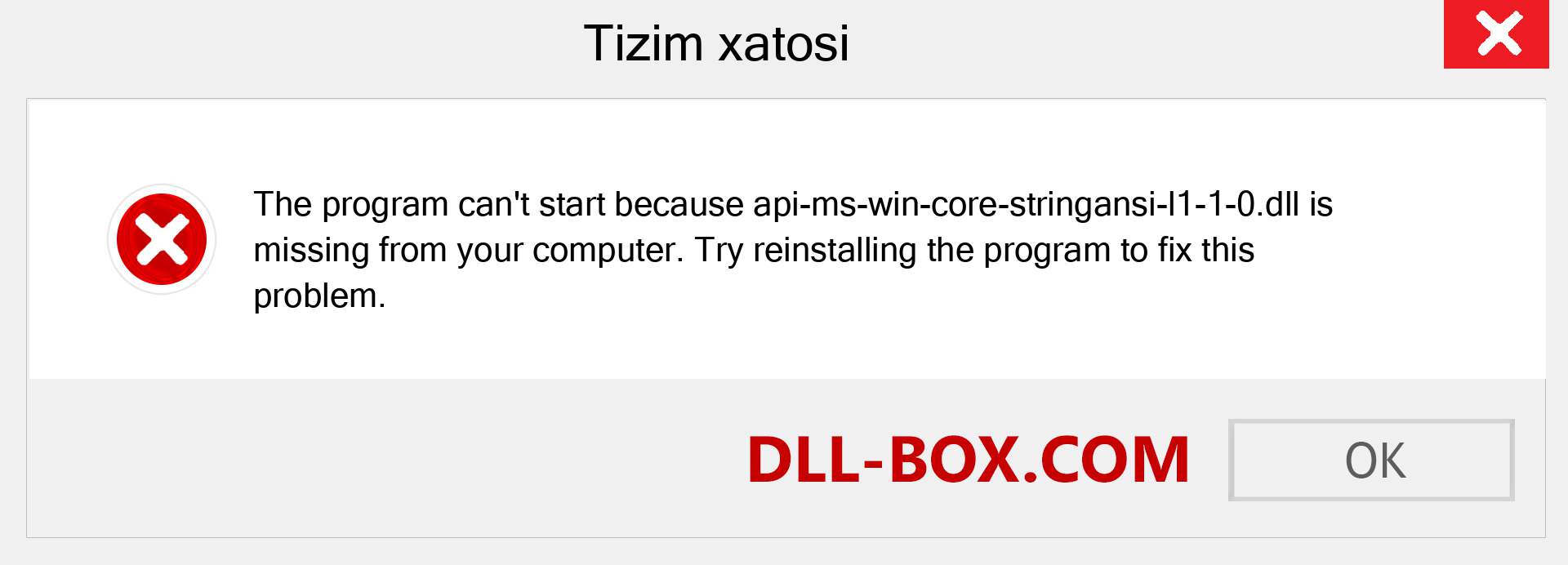 api-ms-win-core-stringansi-l1-1-0.dll fayli yo'qolganmi?. Windows 7, 8, 10 uchun yuklab olish - Windowsda api-ms-win-core-stringansi-l1-1-0 dll etishmayotgan xatoni tuzating, rasmlar, rasmlar